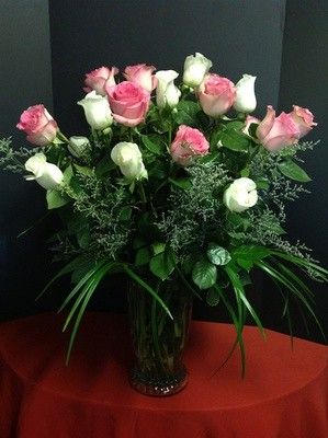 Roses - 2 dozen pink & white