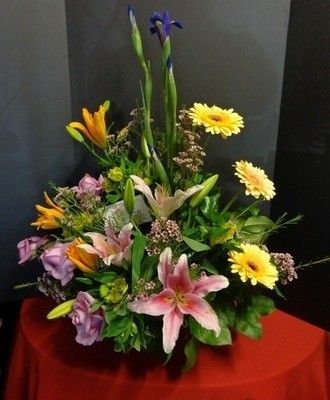Funeral Flowers Basket with Gerber Daisies
