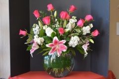 Roses and Stargazer Lilies in a Moon Vase