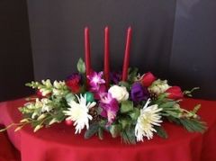 Christmas Centerpiece with 3 Red Candles