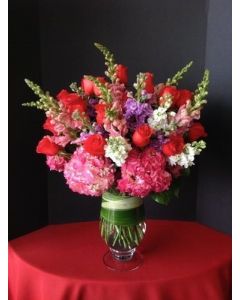 Red Hydrangea, Roses & Snap Dragons