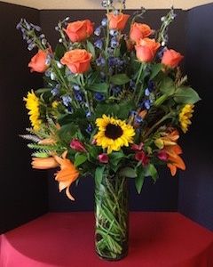 Thanksgiving Roses and Sunflowers