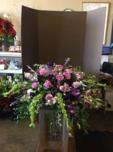Casket Spray with Purple Roses