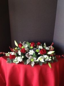 Christmas Centerpiece with Red Roses